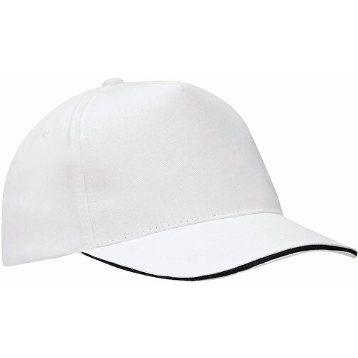 5-Panel-Sandwich-Cap WALK , weiss, 100% Baumwolle, heavy brushed, 280 g/m², 1,00cm (Länge), Bild 2