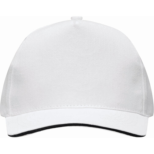 5-Panel-Sandwich-Cap WALK , weiss, 100% Baumwolle, heavy brushed, 280 g/m², 1,00cm (Länge), Bild 3