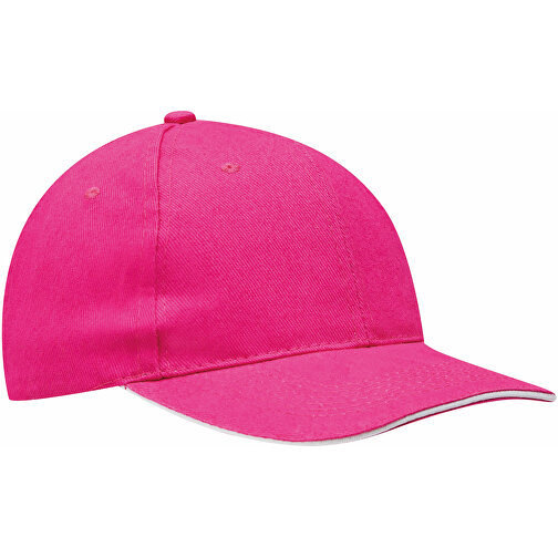 6-Panel-Sandwich-Cap LIBERTY , pink, 100% Baumwolle, heavy brushed, 280 g/m², 1,00cm (Länge), Bild 2