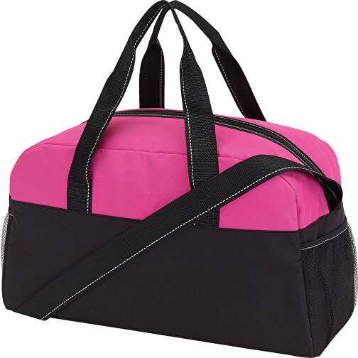 Sporttasche FITNESS , pink, schwarz, 300D Polyester, 45,00cm x 26,00cm x 19,00cm (Länge x Höhe x Breite), Bild 1