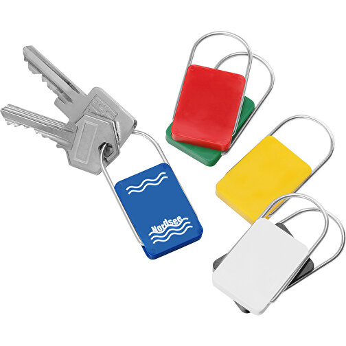 Schlüsselanhänger , gelb, ABS+MET, 5,50cm x 0,50cm x 2,70cm (Länge x Höhe x Breite), Bild 2