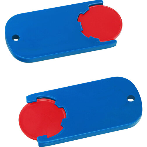 Chiphalter Mit 1€-Chip 'Alpha' , rot, blau, ABS, 6,10cm x 0,40cm x 2,90cm (Länge x Höhe x Breite), Bild 1
