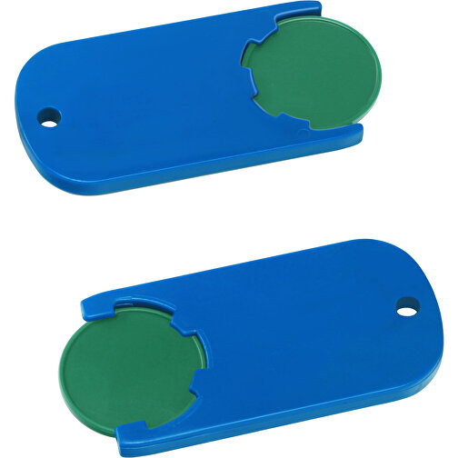 Chiphalter Mit 1€-Chip 'Alpha' , grün, blau, ABS, 6,10cm x 0,40cm x 2,90cm (Länge x Höhe x Breite), Bild 1