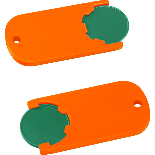 Chiphalter Mit 1€-Chip 'Alpha' , grün, orange, ABS, 6,10cm x 0,40cm x 2,90cm (Länge x Höhe x Breite), Bild 1