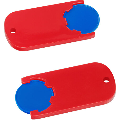 Chiphalter Mit 1€-Chip 'Alpha' , blau, rot, ABS, 6,10cm x 0,40cm x 2,90cm (Länge x Höhe x Breite), Bild 1