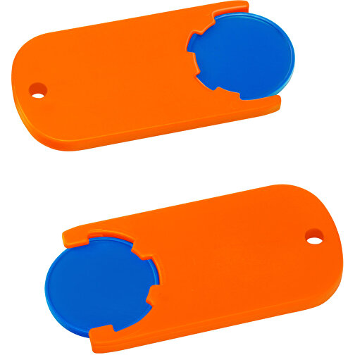 Chiphalter Mit 1€-Chip 'Alpha' , blau, orange, ABS, 6,10cm x 0,40cm x 2,90cm (Länge x Höhe x Breite), Bild 1