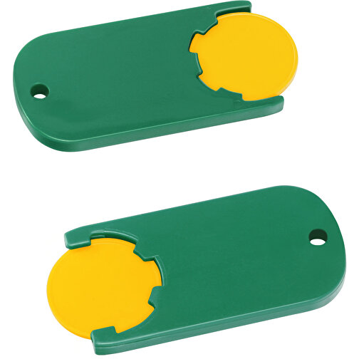Chiphalter Mit 1€-Chip 'Alpha' , gelb, grün, ABS, 6,10cm x 0,40cm x 2,90cm (Länge x Höhe x Breite), Bild 1