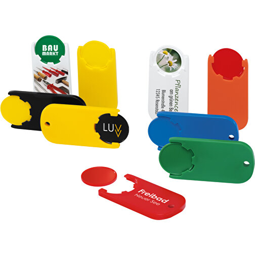 Chiphalter Mit 1€-Chip 'Alpha' , gelb, grün, ABS, 6,10cm x 0,40cm x 2,90cm (Länge x Höhe x Breite), Bild 2