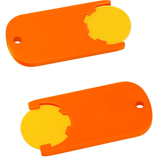 Chiphalter Mit 1€-Chip 'Alpha' , gelb, orange, ABS, 6,10cm x 0,40cm x 2,90cm (Länge x Höhe x Breite), Bild 1