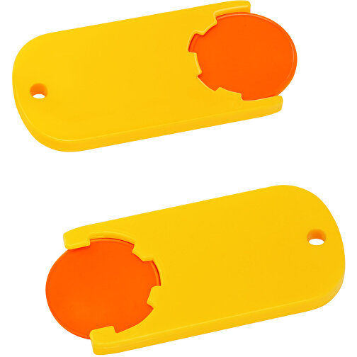 Chiphalter Mit 1€-Chip 'Alpha' , orange, gelb, ABS, 6,10cm x 0,40cm x 2,90cm (Länge x Höhe x Breite), Bild 1