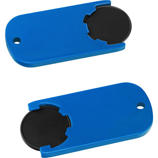 Chiphalter Mit 1€-Chip 'Alpha' , schwarz, blau, ABS, 6,10cm x 0,40cm x 2,90cm (Länge x Höhe x Breite), Bild 1