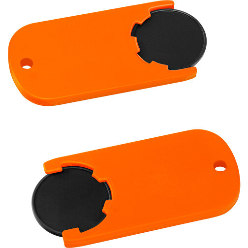 Chiphalter Mit 1€-Chip 'Alpha' , schwarz, orange, ABS, 6,10cm x 0,40cm x 2,90cm (Länge x Höhe x Breite), Bild 1