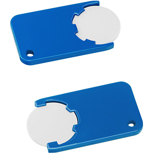 Chiphalter Mit 1€-Chip 'Beta' , weiss, blau, ABS, 5,20cm x 0,30cm x 2,90cm (Länge x Höhe x Breite), Bild 1