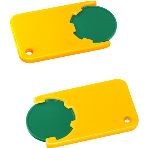 Chiphalter Mit 1€-Chip 'Beta' , grün, gelb, ABS, 5,20cm x 0,30cm x 2,90cm (Länge x Höhe x Breite), Bild 1