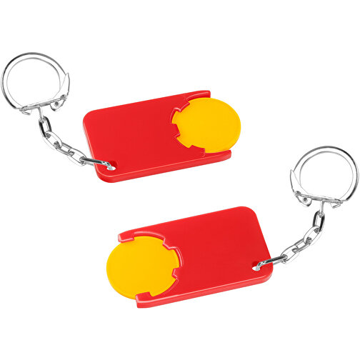 Chiphalter Mit 1€-Chip 'Beta' , gelb, rot, ABS+MET, 5,20cm x 0,30cm x 2,90cm (Länge x Höhe x Breite), Bild 1