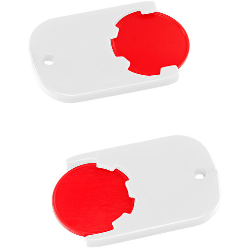 Chiphalter Mit 1€-Chip 'Gamma' , rot, weiß, ABS, 4,70cm x 0,40cm x 2,90cm (Länge x Höhe x Breite), Bild 1