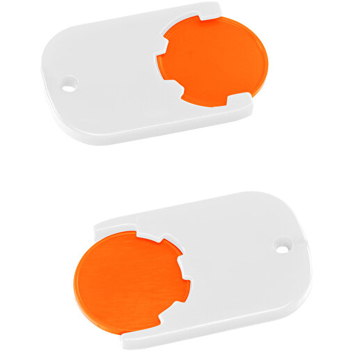 Chiphalter Mit 1€-Chip 'Gamma' , orange, weiß, ABS, 4,70cm x 0,40cm x 2,90cm (Länge x Höhe x Breite), Bild 1