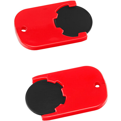 Chiphalter Mit 1€-Chip 'Gamma' , schwarz, rot, ABS, 4,70cm x 0,40cm x 2,90cm (Länge x Höhe x Breite), Bild 1