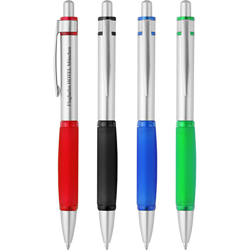 Druckkugelschreiber 'Gamma' , silber, blau, ABS, 13,80cm (Länge), Bild 2