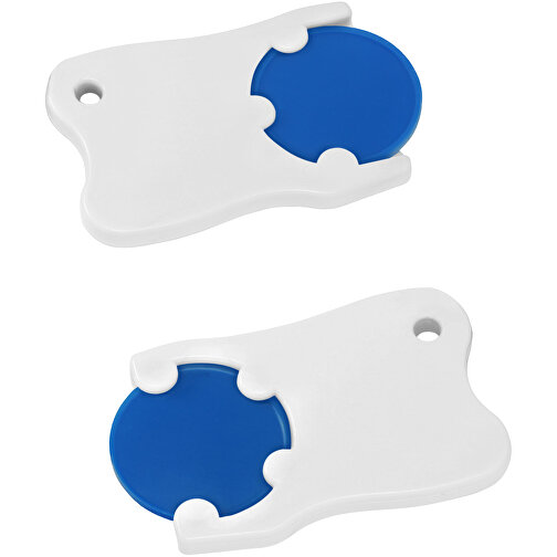 Chiphalter Mit 1€-Chip 'Zahn' , blau, weiß, ABS, 4,90cm x 0,40cm x 3,10cm (Länge x Höhe x Breite), Bild 1