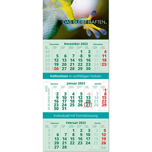 Faltbare Wand-Termin-Kalender, 3-Monats-Planer 'Exclusive' , grün, Papier, 78,40cm x 34,00cm (Höhe x Breite), Bild 1