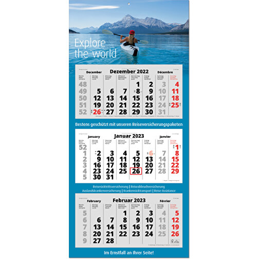 Faltbare Wand-Termin-Kalender, 3-Monats-Planer 'Large' , grau, Papier, 81,60cm x 38,00cm (Höhe x Breite), Bild 1