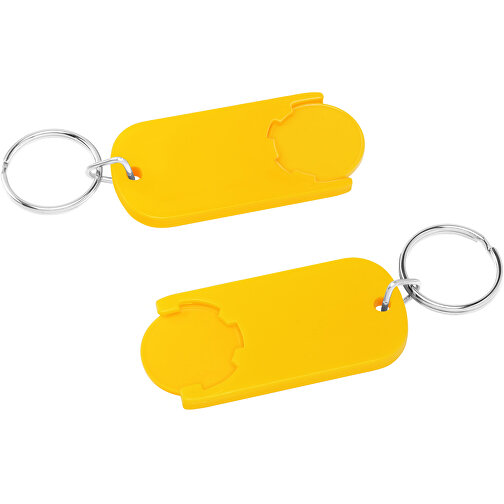 Chiphalter Mit 1€-Chip 'Alpha' , gelb, gelb, ABS+MET, 6,10cm x 0,40cm x 2,90cm (Länge x Höhe x Breite), Bild 1