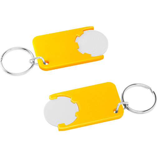 Chiphalter Mit 1€-Chip 'Beta' , weiß, gelb, ABS+MET, 5,20cm x 0,30cm x 2,90cm (Länge x Höhe x Breite), Bild 1