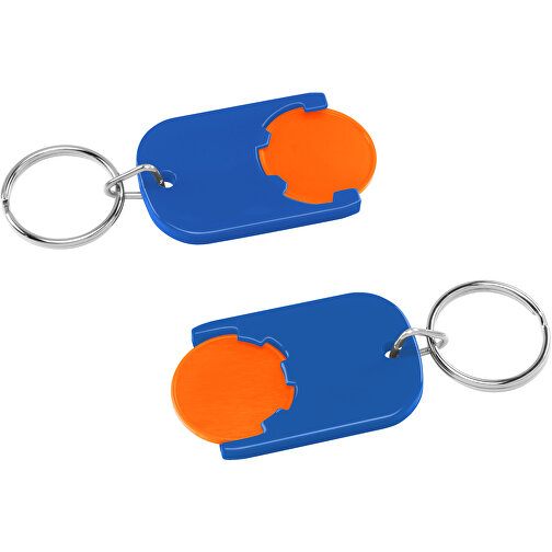 Chiphalter Mit 1€-Chip 'Gamma' , orange, blau, ABS+MET, 4,70cm x 0,40cm x 2,90cm (Länge x Höhe x Breite), Bild 1