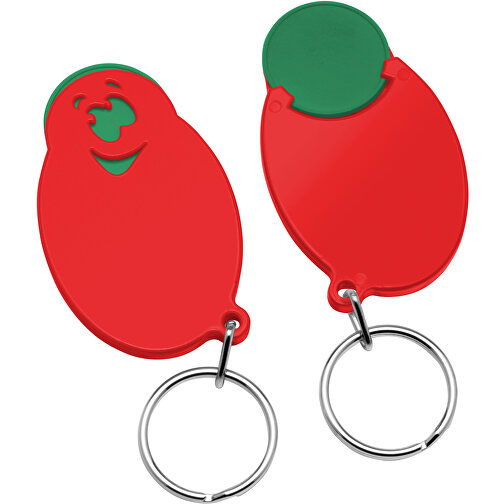 Chiphalter Mit 1€-Chip 'Gesicht' , grün, rot, ABS+MET, 5,90cm x 0,40cm x 3,50cm (Länge x Höhe x Breite), Bild 1