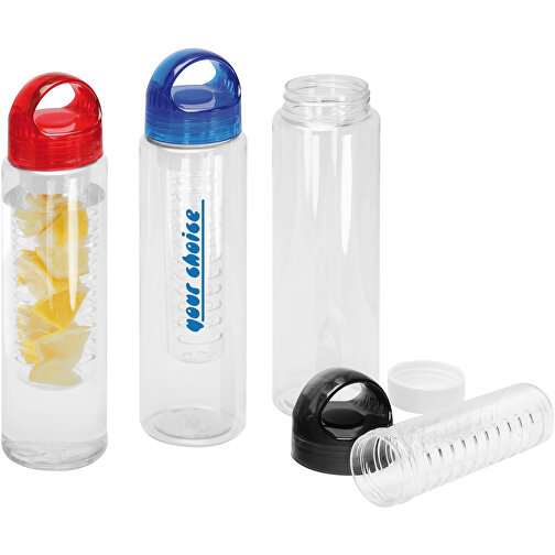Trinkflasche Mit Infuser , glasklar, blau-transparent, PS+SI+PP, 24,50cm (Höhe), Bild 2