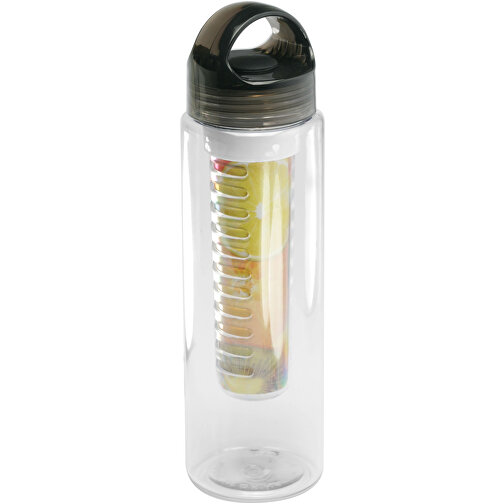 Trinkflasche Mit Infuser , glasklar, schwarz-transparent, PS+SI+PP, 24,50cm (Höhe), Bild 1