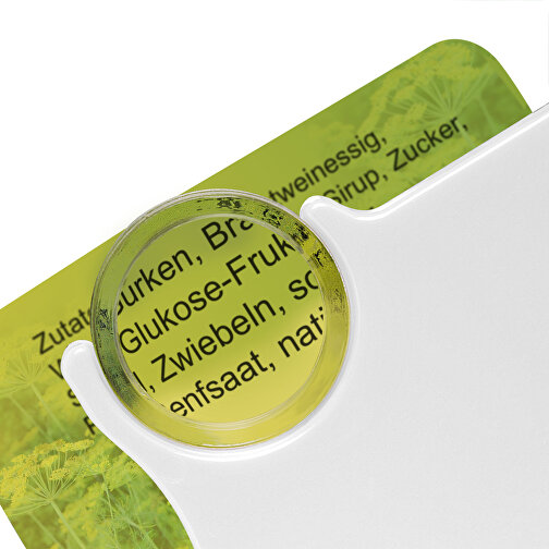 Chiphalter Mit 1€-Chip Und Lupe , gelb, weiß, ABS+PS+MET, 6,00cm x 0,40cm x 4,00cm (Länge x Höhe x Breite), Bild 3