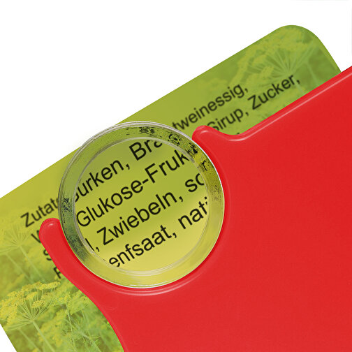 Chiphalter Mit 1€-Chip Und Lupe , orange, rot, ABS+PS+MET, 6,00cm x 0,40cm x 4,00cm (Länge x Höhe x Breite), Bild 3
