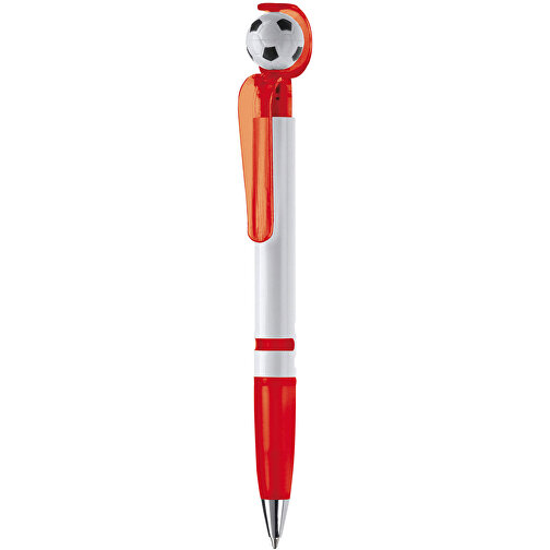 Fan Kugelschreiber Mit Fußball , rot, ABS, 14,50cm (Länge), Bild 1