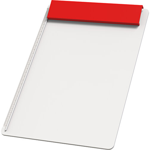 Klemmbrett DIN A4 'Alpha' , weiß, rot, PS, 34,20cm x 2,10cm x 23,20cm (Länge x Höhe x Breite), Bild 1