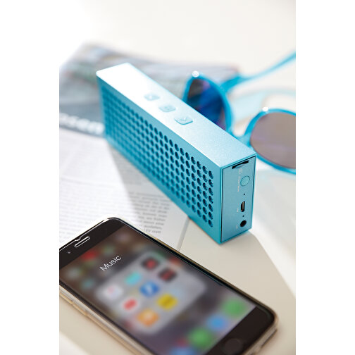 Wireless-Lautsprecher BRICK , blau, Aluminium / Kunststoff, 16,00cm x 5,80cm x 2,70cm (Länge x Höhe x Breite), Bild 2