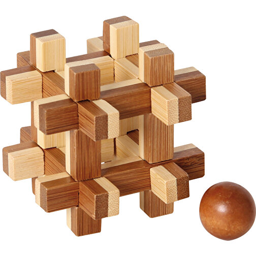 Bambus-Puzzle Kugel Im Käfig , Bambus, 8,60cm x 7,70cm x 8,60cm (Länge x Höhe x Breite), Bild 1