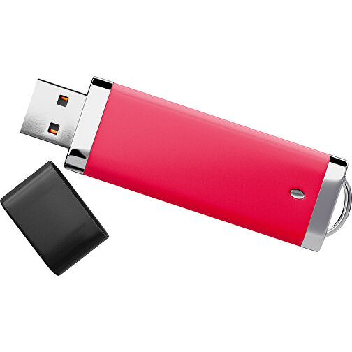 PromoPerfect USB-STICK 2.0 PLASTIK , ampelrot / schwarz MB , 65 GB , Gummiplastik, Kunststoff MB , 7,00cm x 0,70cm x 2,00cm (Länge x Höhe x Breite), Bild 1