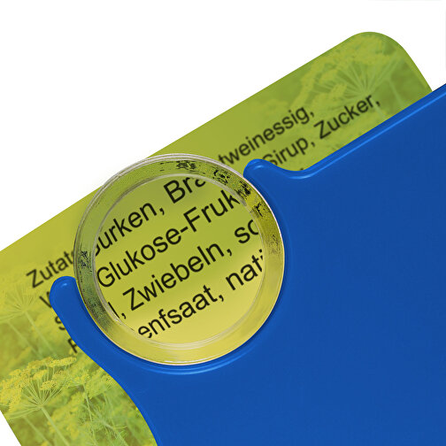Chiphalter Mit 1€-Chip Und Lupe , weiß, blau, ABS+PS, 6,00cm x 0,40cm x 4,00cm (Länge x Höhe x Breite), Bild 3