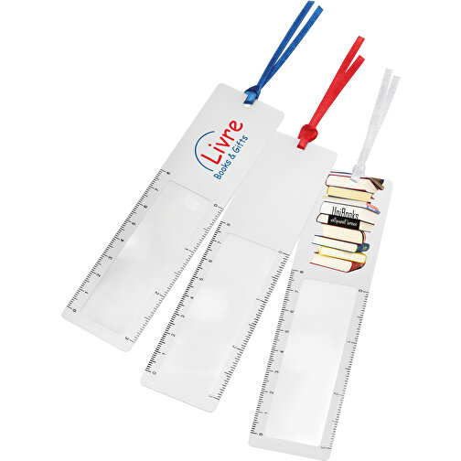 Lesezeichen Mit Lupe , weiß, weiß, PVC, 14,00cm x 0,05cm x 3,80cm (Länge x Höhe x Breite), Bild 2