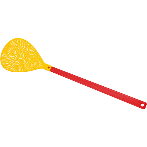 Fliegenklatsche 'Oval' , rot, gelb, PE+PS, 43,30cm x 0,50cm x 10,20cm (Länge x Höhe x Breite), Bild 1