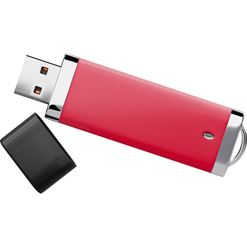 PromoPerfect USB-STICK 2.0 PLASTIK , dunkelrot / schwarz MB , 65 GB , Gummiplastik, Kunststoff MB , 7,00cm x 0,70cm x 2,00cm (Länge x Höhe x Breite), Bild 1