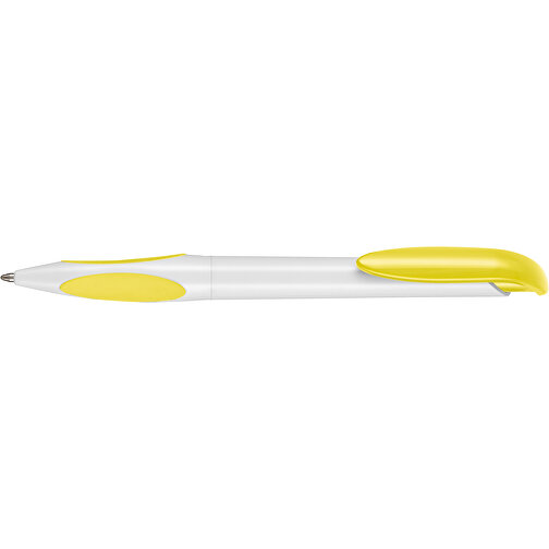 Kugelschreiber ATMOS , Ritter-Pen, weiss/zitronen-gelb, ABS-PP-Kunststoff, 14,50cm (Länge), Bild 3