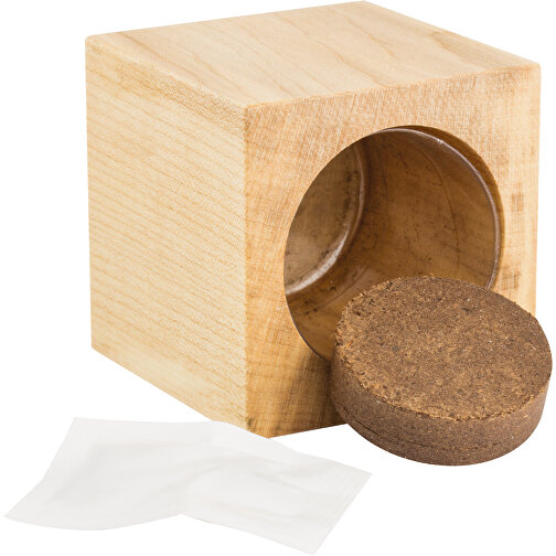 Pot cube bois maxi avec graines - Souci, 1 sites gravés au laser, Image 3
