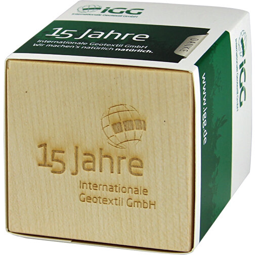 Pot cube bois maxi avec graines - Epicéa, 1 sites gravés au laser, Image 1