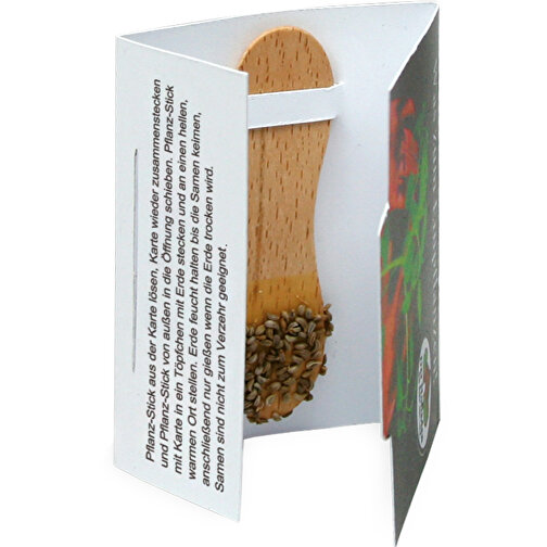 Pflanz-Stick Mit Samen - Gartenkresse , individuell, Holz, Papier, Wachs, Saatgut, 5,50cm x 8,00cm (Länge x Breite), Bild 1