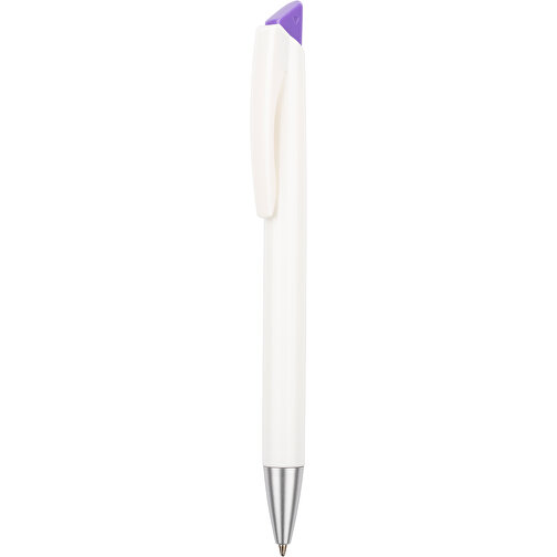 Kugelschreiber Roxi Weiß , Promo Effects, weiß / lila, Kunststoff, 14,10cm (Länge), Bild 1