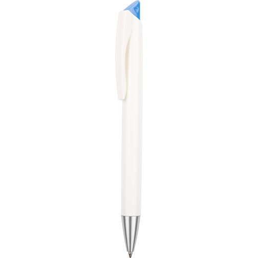 Kugelschreiber Roxi Weiß , Promo Effects, weiß / hellblau, Kunststoff, 14,10cm (Länge), Bild 1
