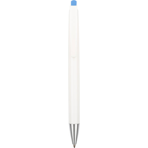Kugelschreiber Roxi Weiß , Promo Effects, weiß / hellblau, Kunststoff, 14,10cm (Länge), Bild 3